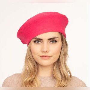 Hot Pink Stretchy Solid Color Beret